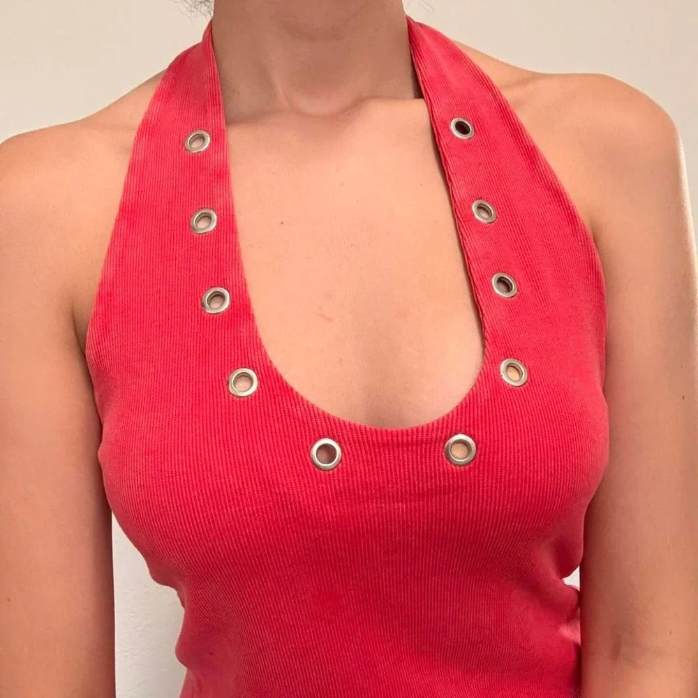 Y2K Zara Eyelet Halter Top - Picture 2 of 7